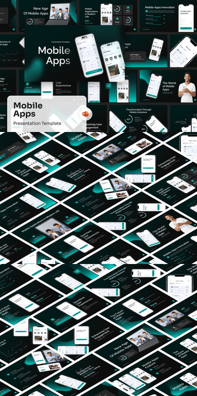 信息图表移动应用程序 PPT模版 (PPTX)