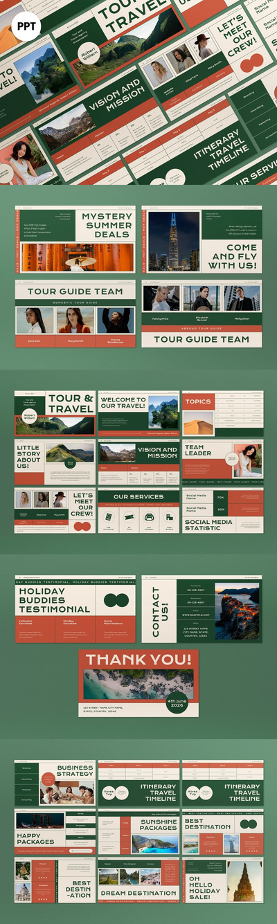 绿色瑞士旅游和旅游介绍PPT模版 (PPT,PPTX)