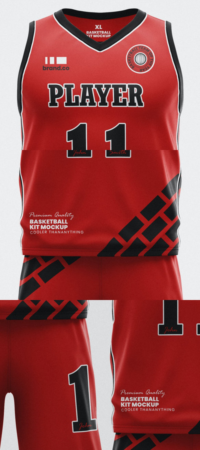 篮球球衣制服设置样机模板 (PSD)
