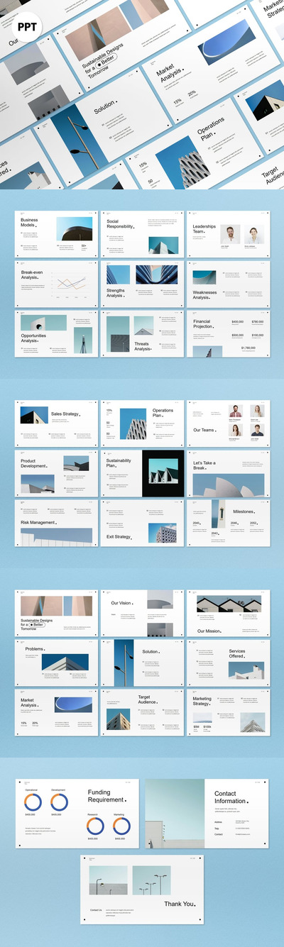 蓝色瑞士风格商业计划演示PPT模版 (PPT)