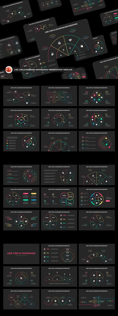 线圆图信息图表PPT模版 (PPTX)