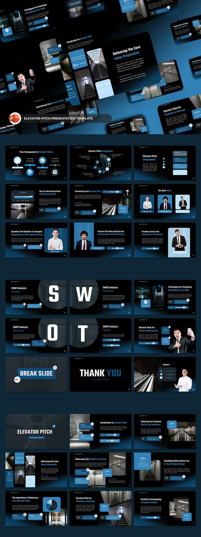 电梯推介示例PPT模版 (PPTX)