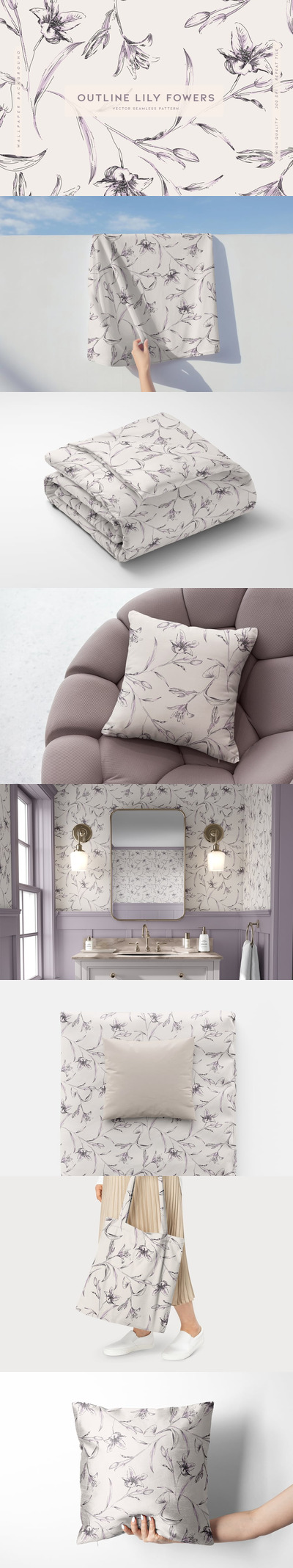 抽象百合花图案 (AI,EPS,JPG,SVG)