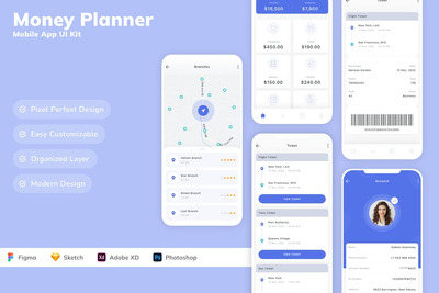 理财规划师移动应用APP UI KIT (SKETCH,FIG,XD,PSD)