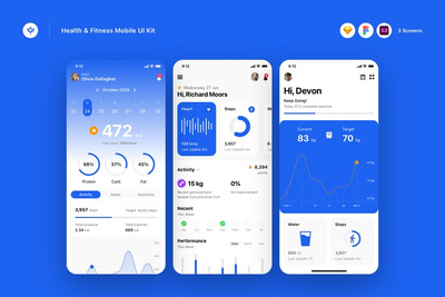 健康与健身移动 APP UI KIT (SKETCH,FIG,XD)