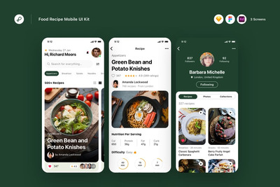 食物食谱移动 APP UI KIT (SKETCH,FIG,XD)