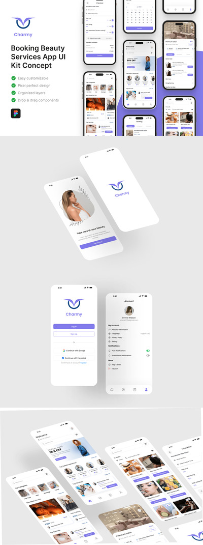 预约美容服务应用APP UI KIT (FIG)