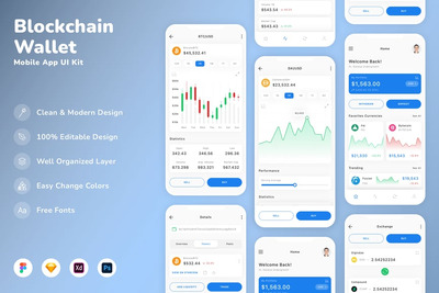 区块链钱包移动应用  APP UI KIT (SKETCH,FIG,XD,PSD)