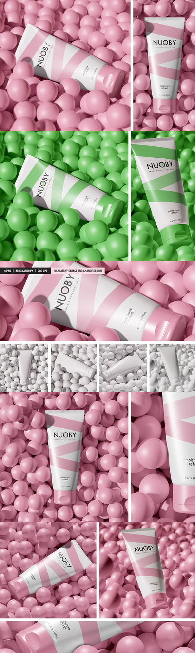 一堆球样机中的化妆品管 (PSD)