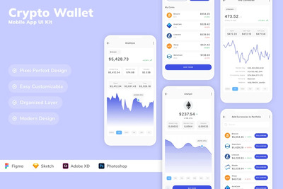 加密钱包移动应用 APP UI KIT (SKETCH,FIG,XD,PSD)