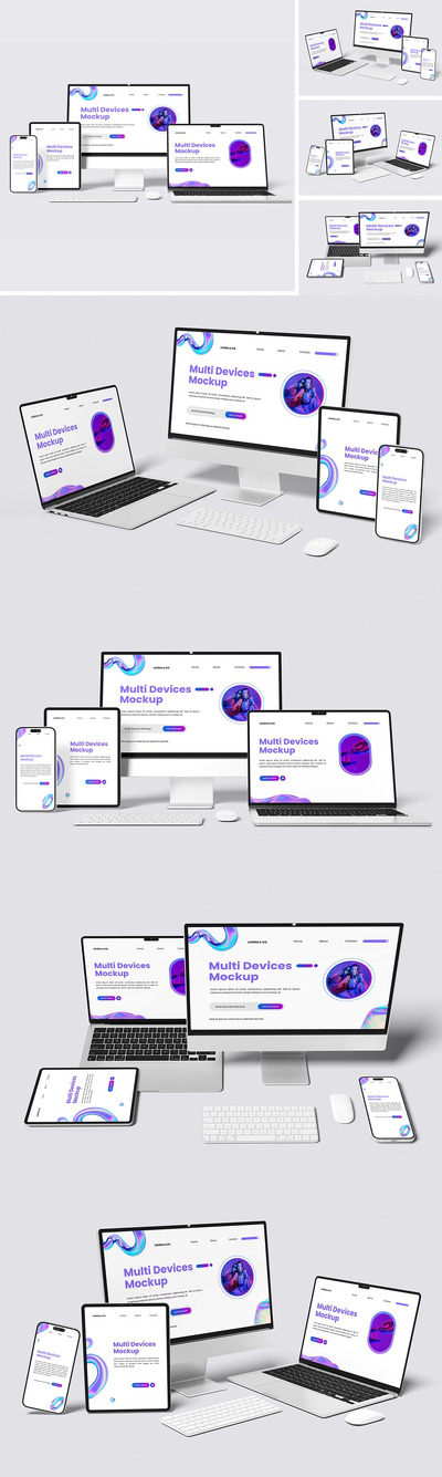 手机电脑多设备模型 (PSD,PDF)