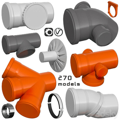 供水排水管道配件 夹具 横梁联轴器3D模型（FBX,MAX）