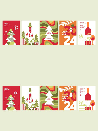 圣诞节和新年贺卡 (EPS,JPG)