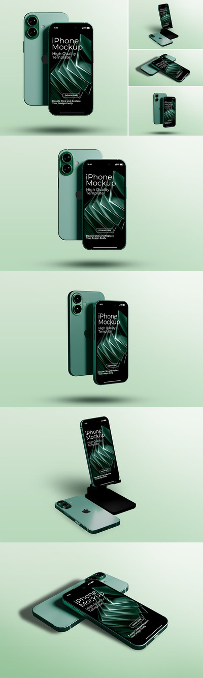 iPhone 16 手机样机 (PSD)