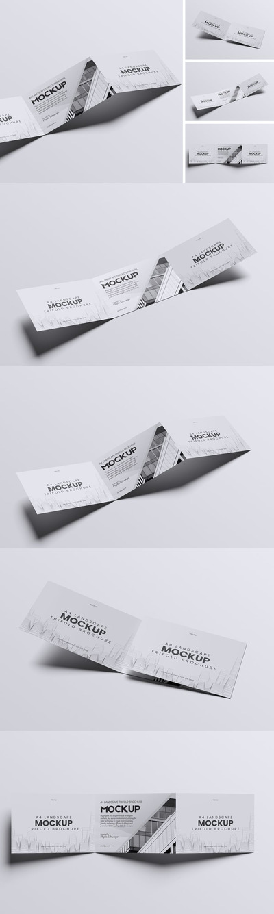 景观三折小册子样机 (PSD,PDF)