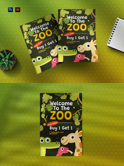 动物园 - 宣传海报模板 (AI,EPS,PSD)