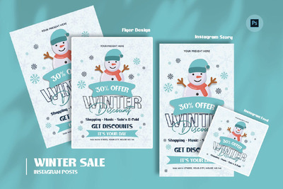 高尔夫冬季销售日传单模板 (PSD)