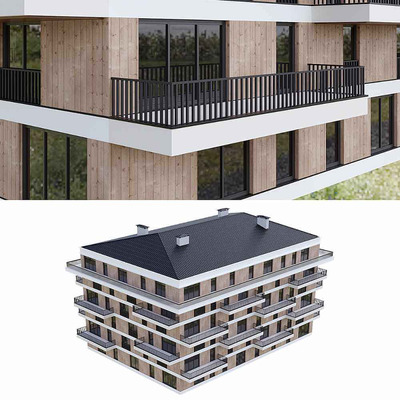 现代住宅楼 建筑3D模型（FBX,MAX）