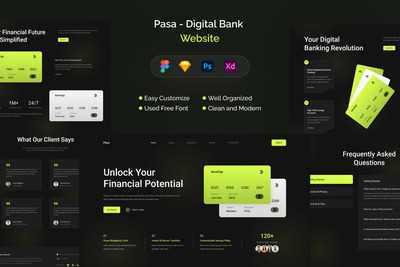数字银行网页UI模版 (FIG,PSD,SKETCH,XD)