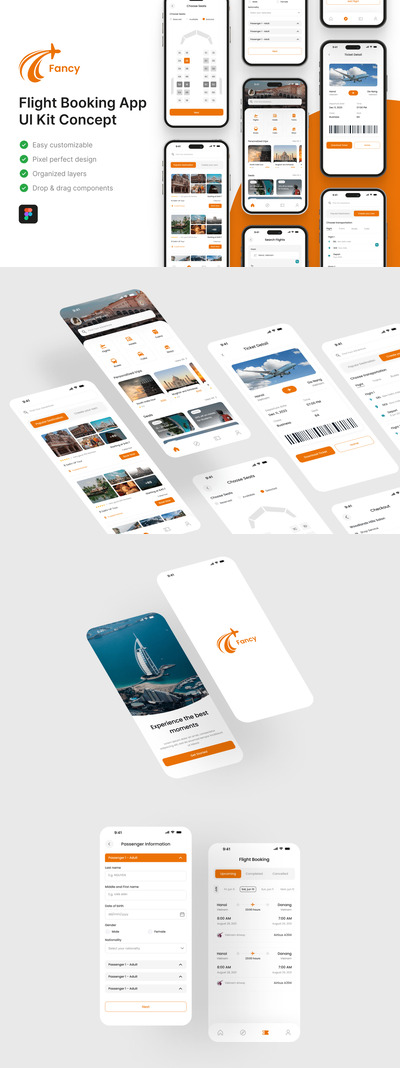航班预订应用App UI Kit (FIG)