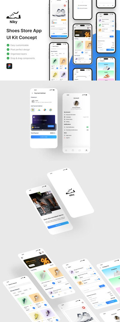 鞋店应用 App UI Kit (FIG)