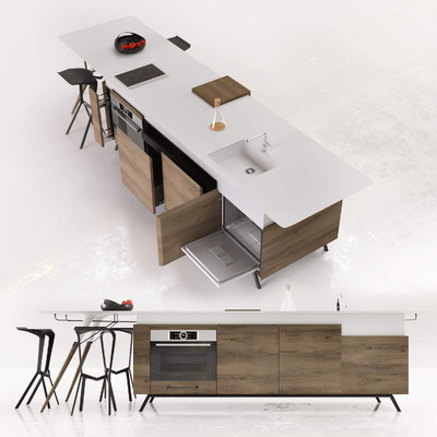 Dsignedby岛式厨房设计 橱柜3D模型（FBX,MAX）