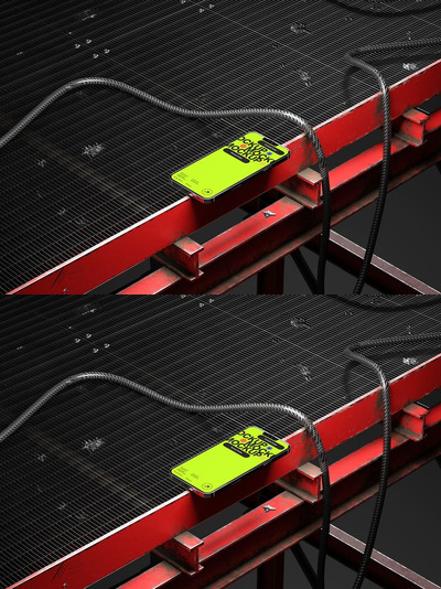 智能iPhone手机工业样机红色金属 (PSD)