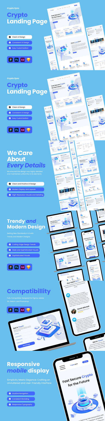 加密着陆页网页UI模板 (FIG,PSD,SKETCH,XD)
