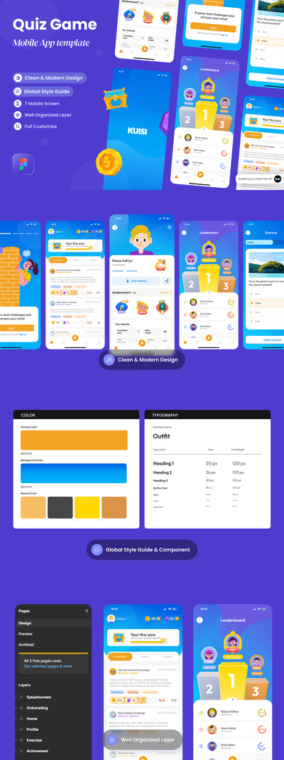 问答游戏手机版 APP UI KIT (FIG)