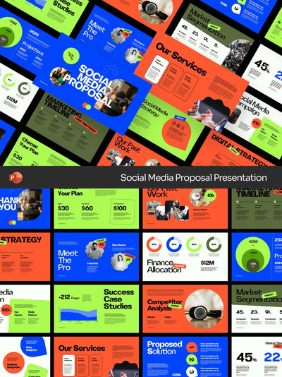 社交媒体提案PPT模板 (PPTX)