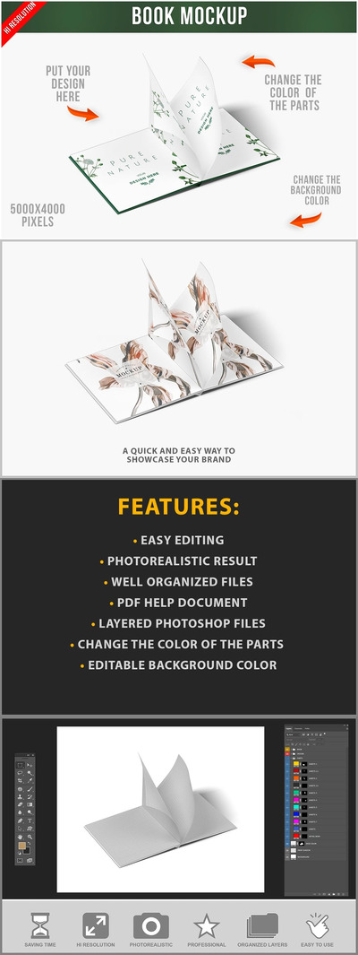 书籍样机-半侧视图 (PSD)