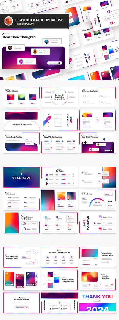 灯泡多用途演示PPT模板 (PPTX)