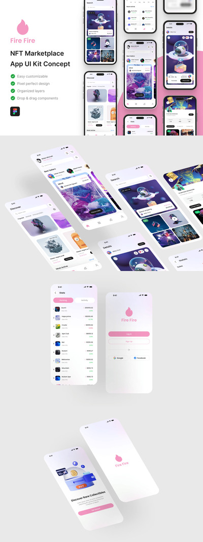 - NFT 市场应用 APP UI KIT (FIG)