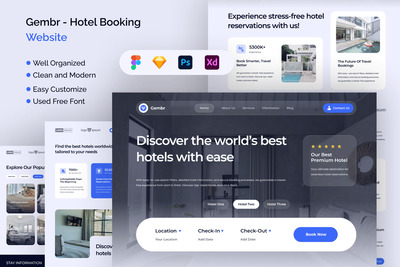 酒店预订网页UI (FIG,PSD,SKETCH,XD)