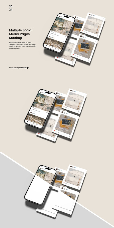 多个社交媒体页面样机 (PSD)