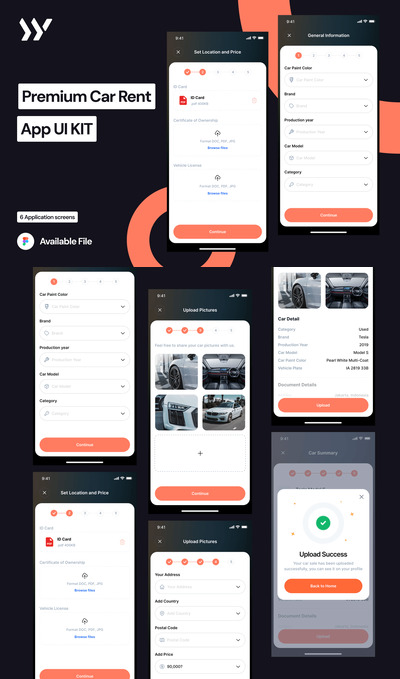 高级汽车租赁 - 销售 APP UI KIT (FIG)