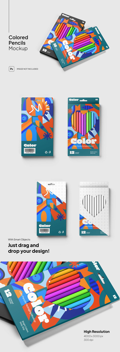 彩色铅笔样机 (PSD)