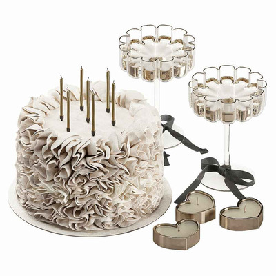 蛋糕 玻璃杯和烛台3D模型（FBX,MAX）