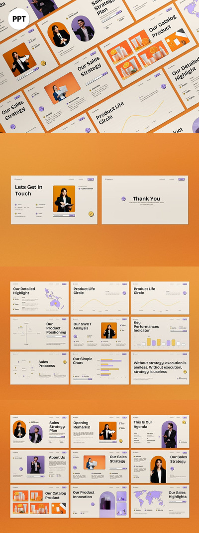 黄色新野蛮主义销售策略PPT模板 (PPT)