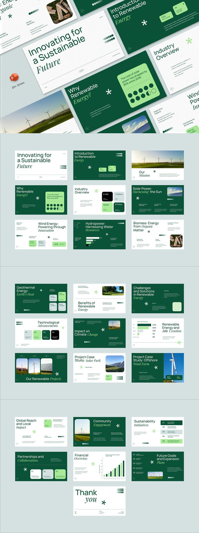 绿色极简可再生能源PPT模板 (PPT,PPTX)