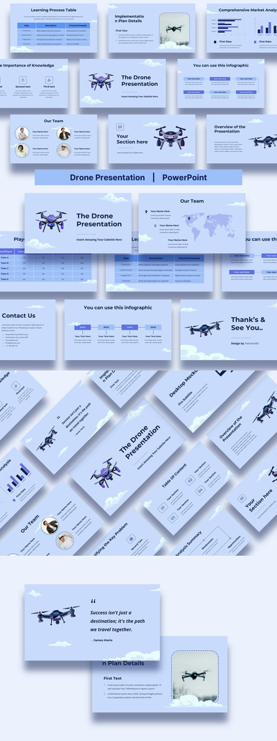 无人机 技术介绍PPT模板 (PPT,PPTX)