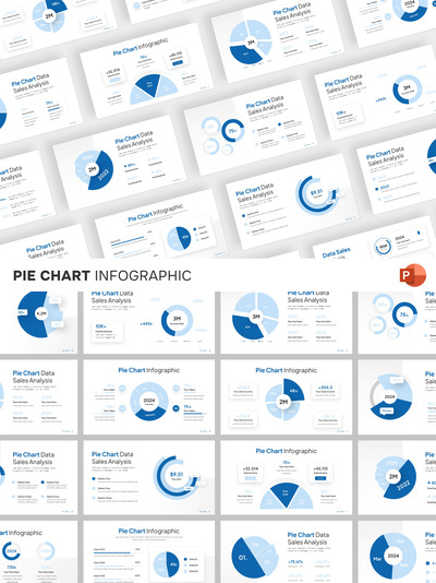 饼图信息图表 PPT模板 (PPTX)