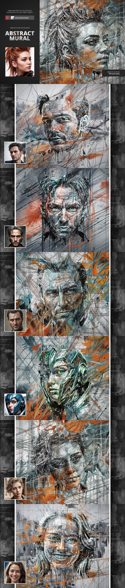 Photoshop 的抽象壁画模板 (PSD,ATN)