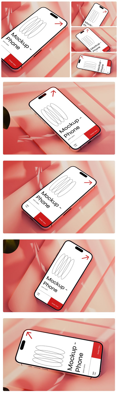 粉红色玻璃iPhone 16样机上的手机 (PSD)