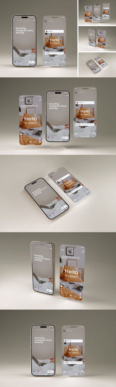 手机Instagram展示 样机 (PSD,PDF)