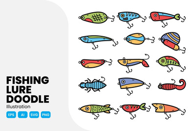 鱼饵涂鸦插图 (AI,EPS,PNG,SVG)