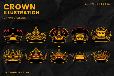 复古手绘皇冠插图 (AI,EPS,PNG,SVG)