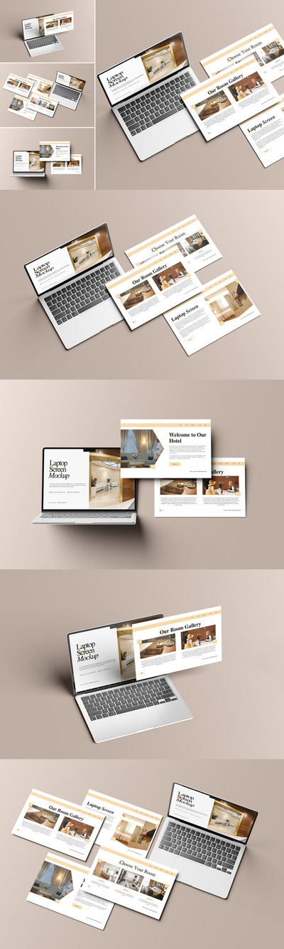 笔记本电脑屏幕/网站模型 (PSD,PDF)