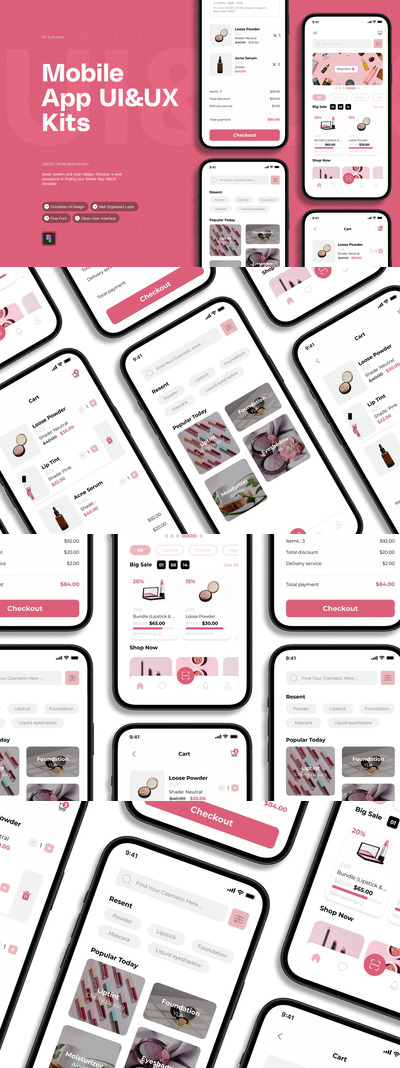 化妆品店 - 移动应用App UI Kit (FIG)