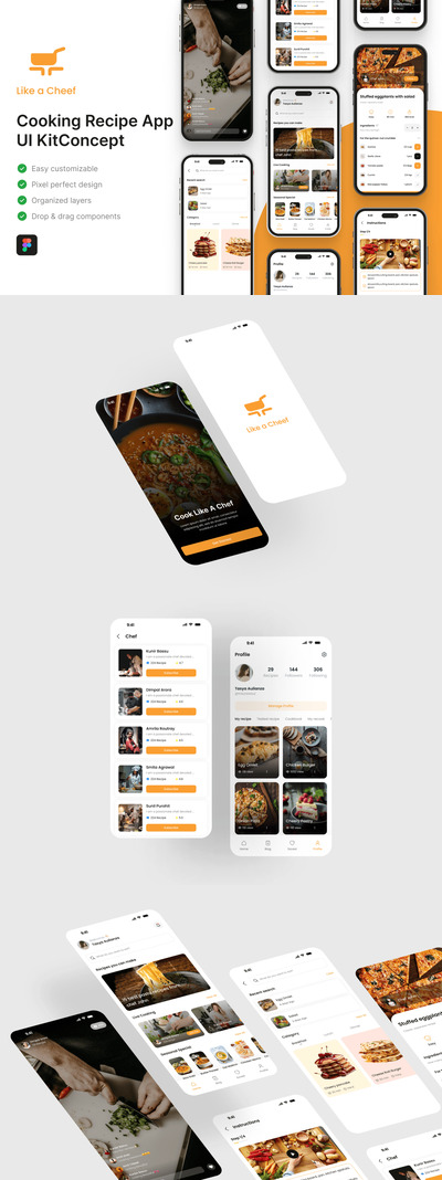 烹饪食谱应用App UI Kit (FIG)